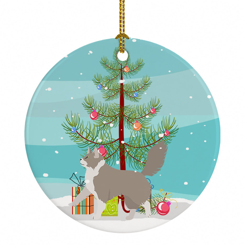 Asian Semi Longhaired Cat Christmas Ceramic Ornament Christmas Tree Hanging Decorations for Home Christmas Holiday, Party, Gift, 3 in, Multicolor