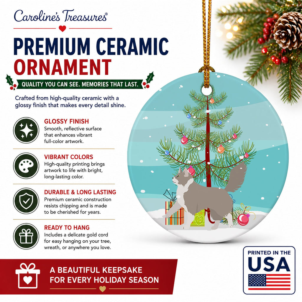Asian Semi Longhaired Cat Christmas Ceramic Ornament Christmas Tree Hanging Decorations for Home Christmas Holiday, Party, Gift, 3 in, Multicolor