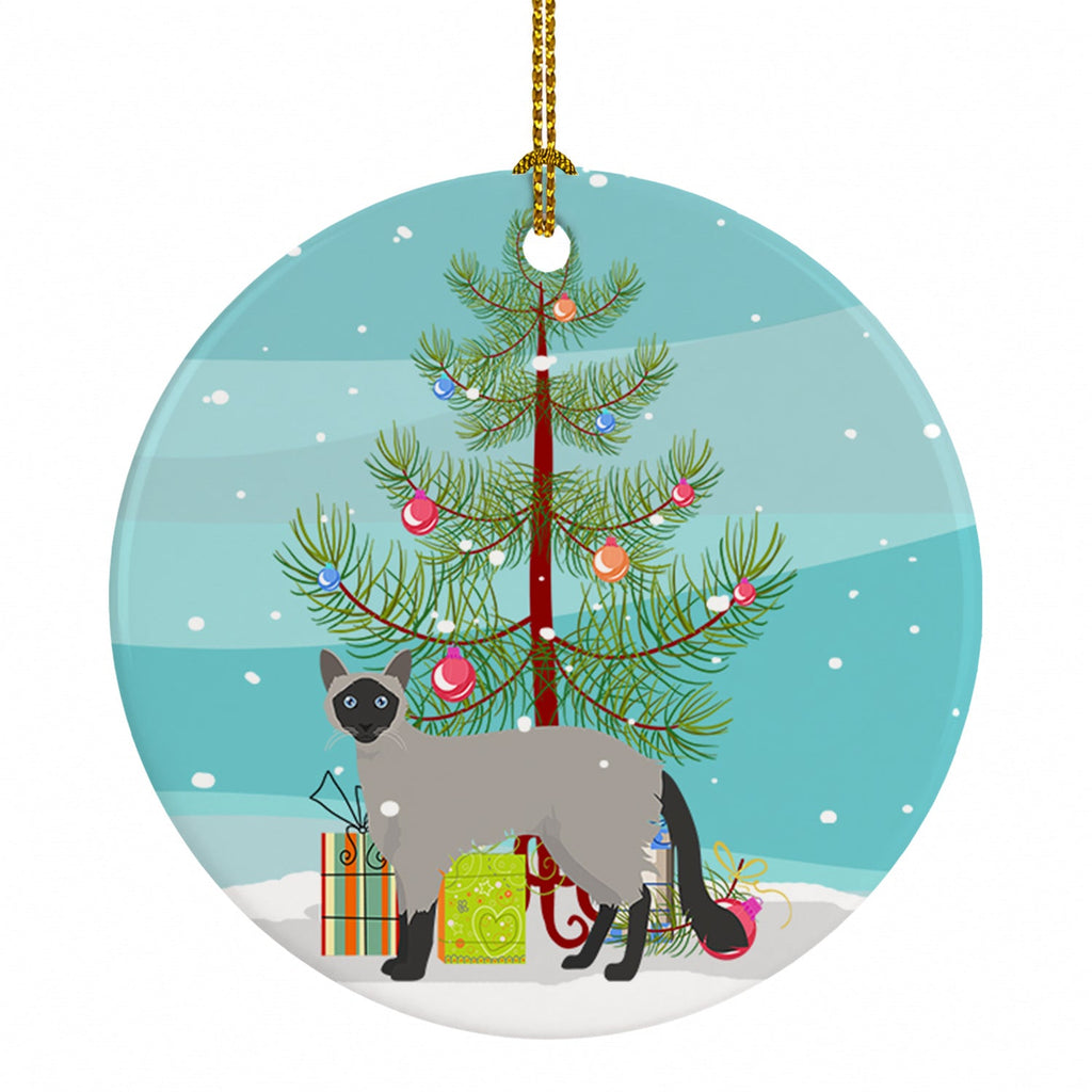 Balinese Cat Christmas Ceramic Ornament Christmas Tree Hanging Decorations for Home Christmas Holiday, Party, Gift, 3 in, Multicolor