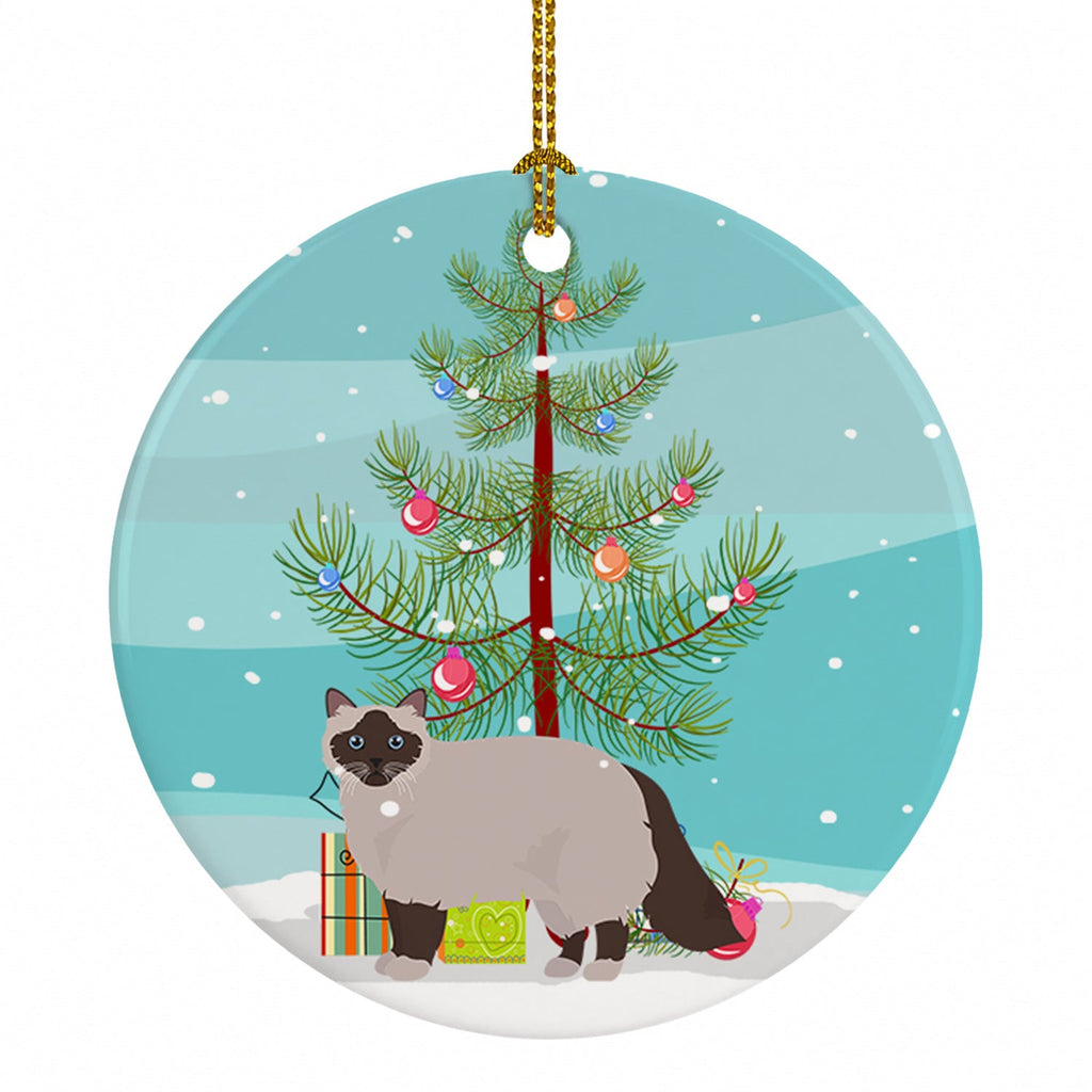 Birman Cat Christmas Ceramic Ornament Christmas Tree Hanging Decorations for Home Christmas Holiday, Party, Gift, 3 in, Multicolor