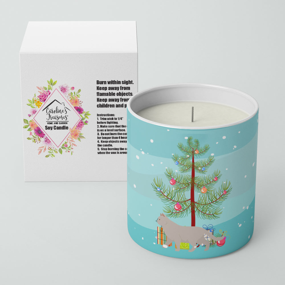 British Shorthair Cat Christmas Decorative Soy Candle Nature Soy Wax Essential Oil Home Decor Ideal for Bedroom Kitchen Bath Office Gift, 10 oz