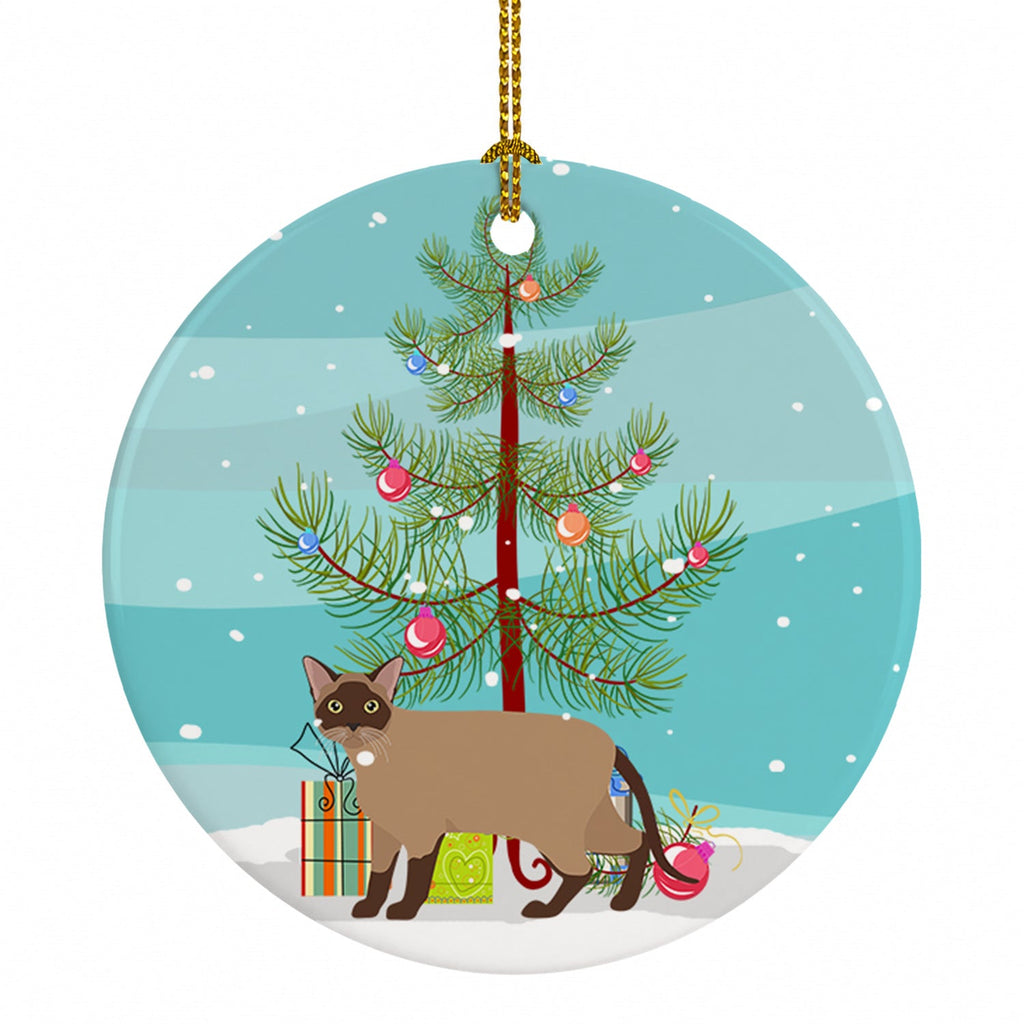 Burmese Cat Christmas Ceramic Ornament Christmas Tree Hanging Decorations for Home Christmas Holiday, Party, Gift, 3 in, Multicolor