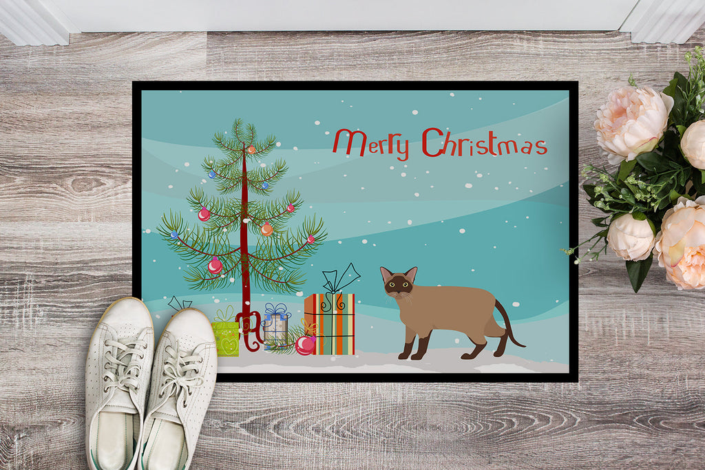 Burmese Cat Christmas Doormat Indoor Outdoor 18H X 27W Front Door Mat Rugs for Entryway, Non Slip Washable