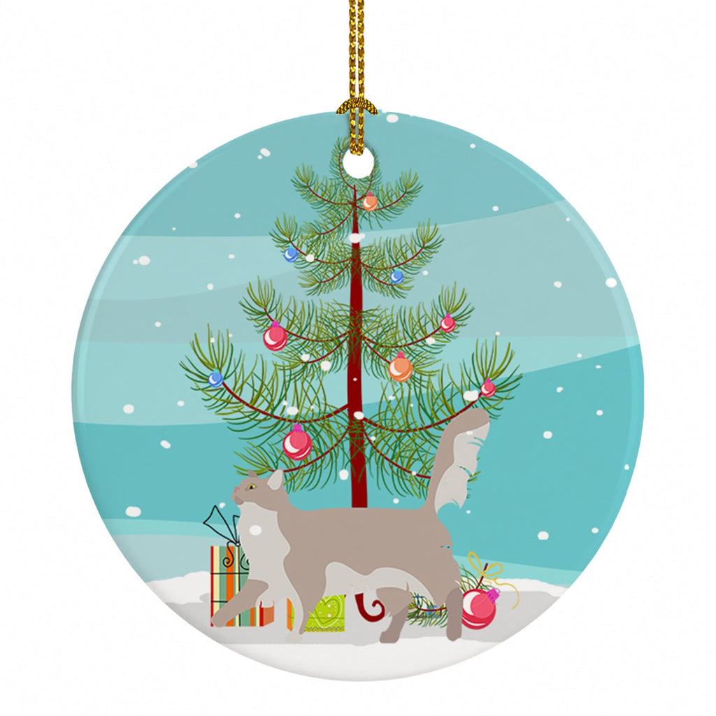 Chantilly Tiffany Cat Christmas Ceramic Ornament Christmas Tree Hanging Decorations for Home Christmas Holiday, Party, Gift, 3 in, Multicolor