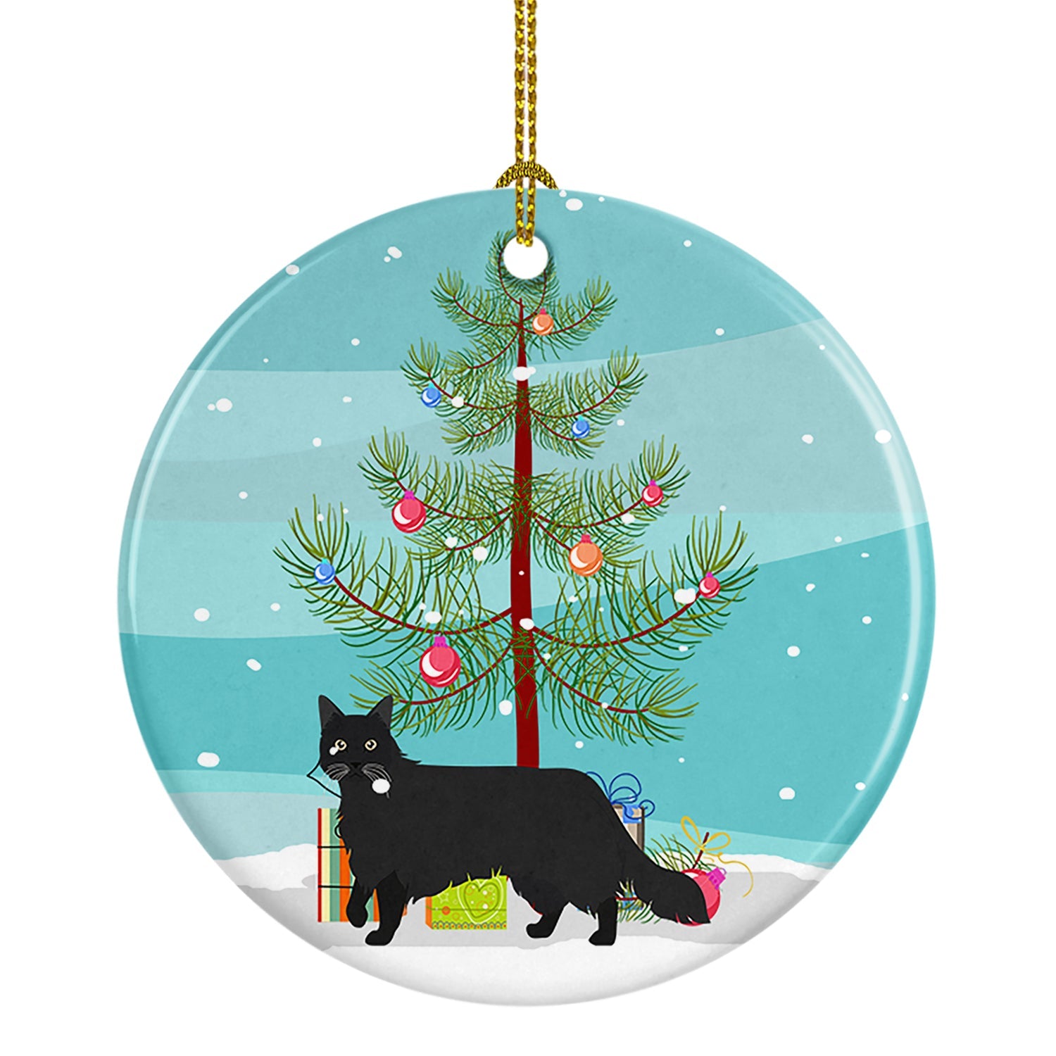 Black Chantilly Tiffany Cat Christmas Ceramic Ornament Christmas Tree Hanging Decorations for Home Christmas Holiday, Party, Gift, 3 in, Multicolor