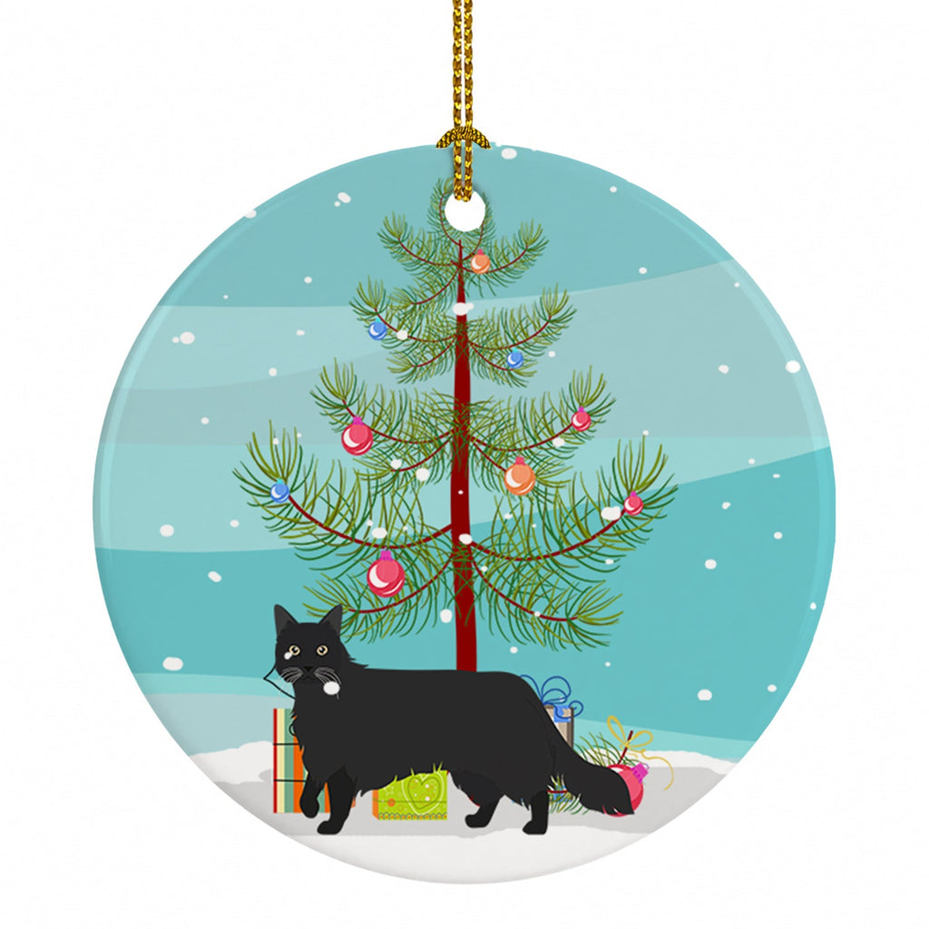 Black Chantilly Tiffany Cat Christmas Ceramic Ornament Christmas Tree Hanging Decorations for Home Christmas Holiday, Party, Gift, 3 in, Multicolor
