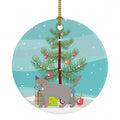Chartreux Cat Christmas Ceramic Ornament Christmas Tree Hanging Decorations for Home Christmas Holiday, Party, Gift, 3 in, Multicolor