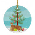 Cheetoh Cat Christmas Ceramic Ornament Christmas Tree Hanging Decorations for Home Christmas Holiday, Party, Gift, 3 in, Multicolor