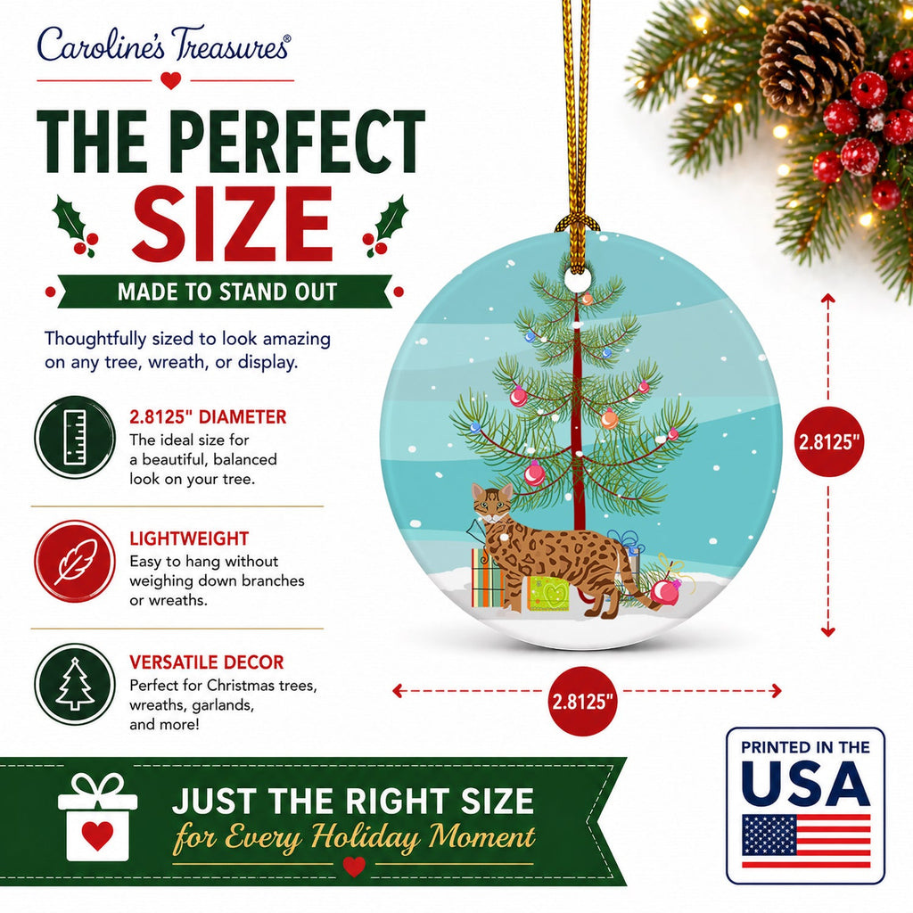 Cheetoh Cat Christmas Ceramic Ornament Christmas Tree Hanging Decorations for Home Christmas Holiday, Party, Gift, 3 in, Multicolor