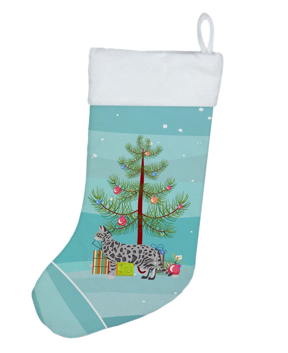 Cheetoh Cat Christmas Holiday Stocking Double-Sided Print, Polyester Suede,11x18, Made in USA