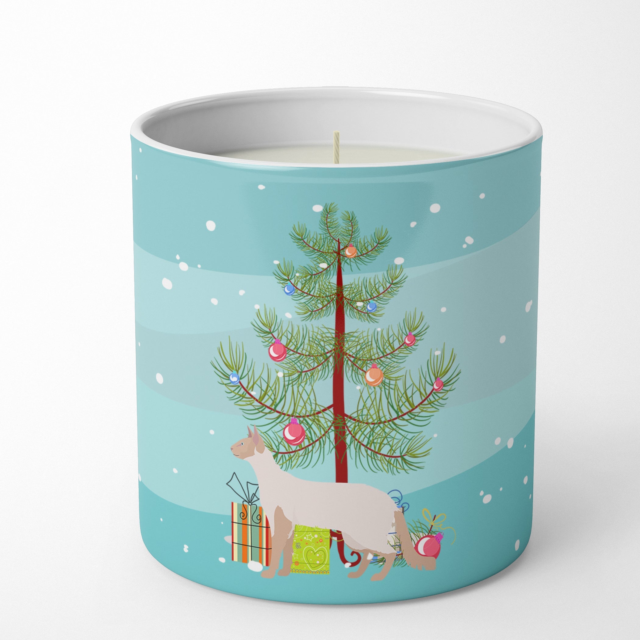 Colorpoint Longhair Cat Christmas Decorative Soy Candle Nature Soy Wax Essential Oil Home Decor Ideal for Bedroom Kitchen Bath Office Gift, 10 oz