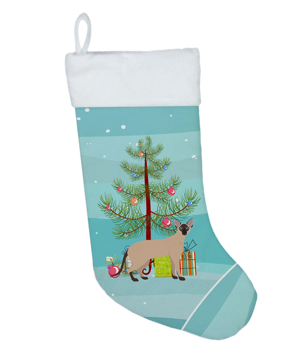 Colorpoint Shorthair Cat Christmas Holiday Stocking Double-Sided Print, Polyester Suede,11x18, Made in USA