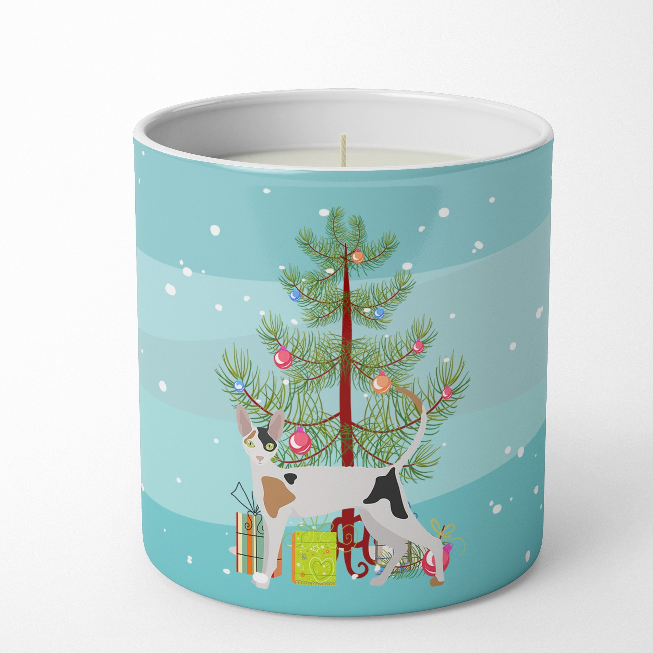 Cornish Rex Cat Christmas Decorative Soy Candle Nature Soy Wax Essential Oil Home Decor Ideal for Bedroom Kitchen Bath Office Gift, 10 oz