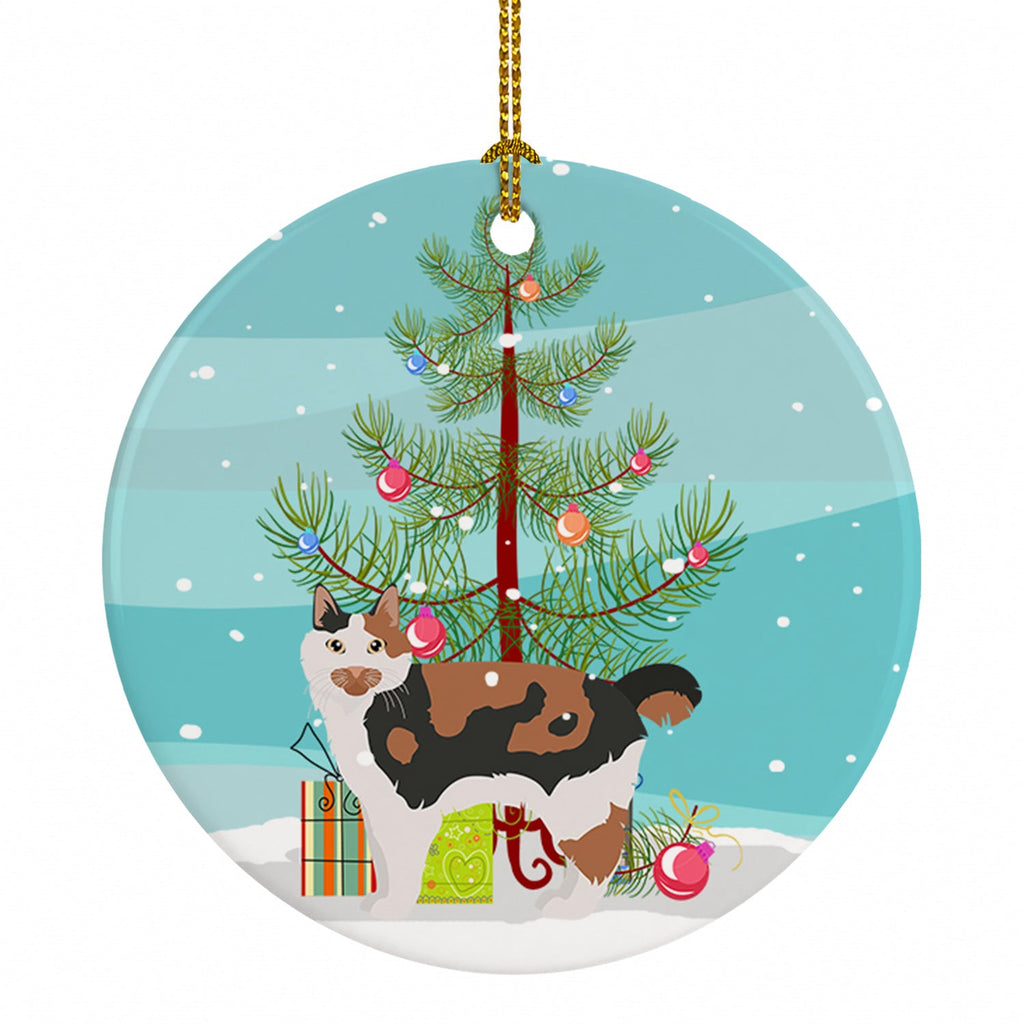 Cymric Cat Christmas Ceramic Ornament Christmas Tree Hanging Decorations for Home Christmas Holiday, Party, Gift, 3 in, Multicolor