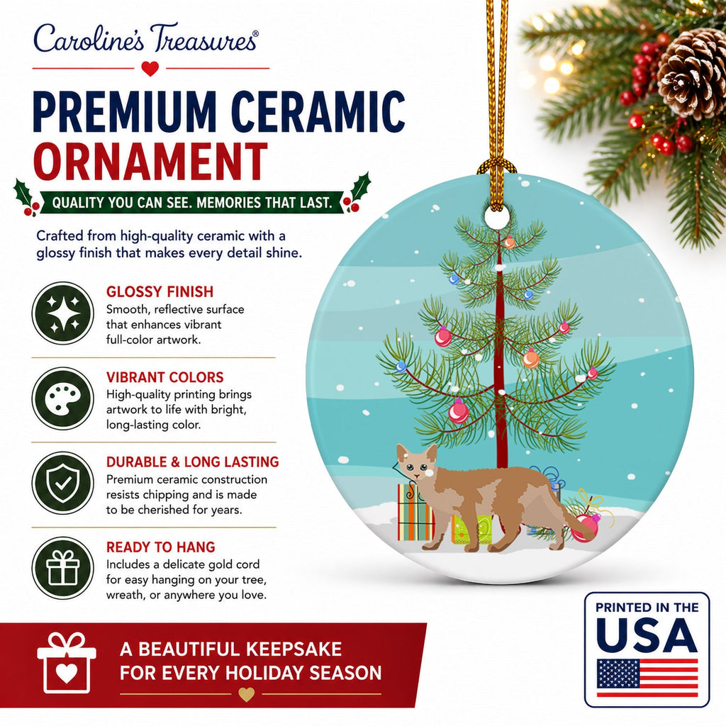 Devon Rex Cat Christmas Ceramic Ornament Christmas Tree Hanging Decorations for Home Christmas Holiday, Party, Gift, 3 in, Multicolor