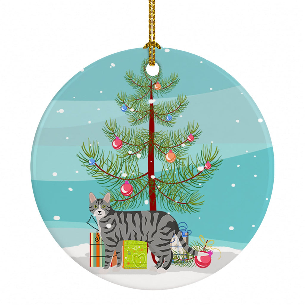 Dragon Li Cat Christmas Ceramic Ornament Christmas Tree Hanging Decorations for Home Christmas Holiday, Party, Gift, 3 in, Multicolor