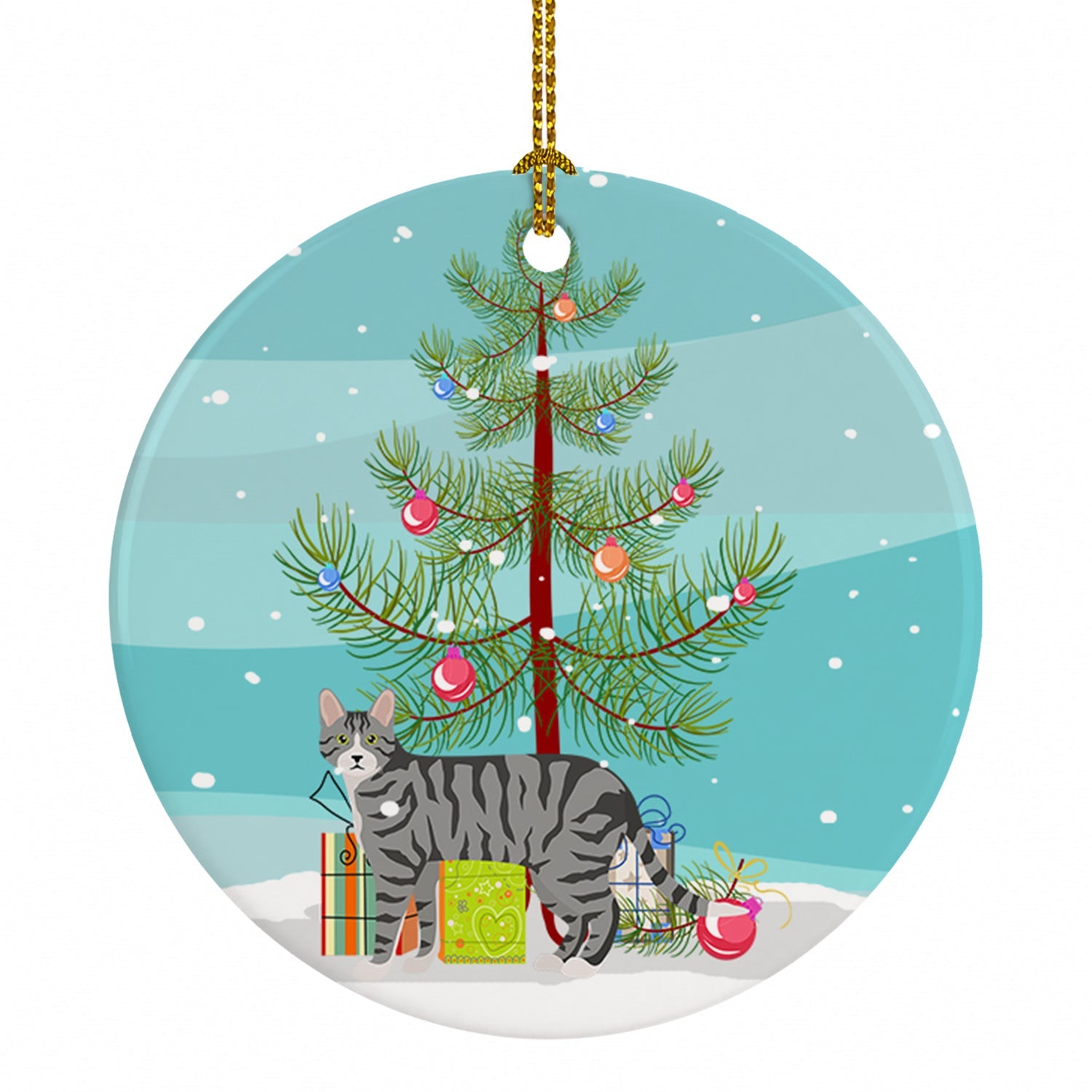 Dragon Li Cat Christmas Ceramic Ornament Christmas Tree Hanging Decorations for Home Christmas Holiday, Party, Gift, 3 in, Multicolor