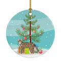 Dragon Li Cat Christmas Ceramic Ornament Christmas Tree Hanging Decorations for Home Christmas Holiday, Party, Gift, 3 in, Multicolor