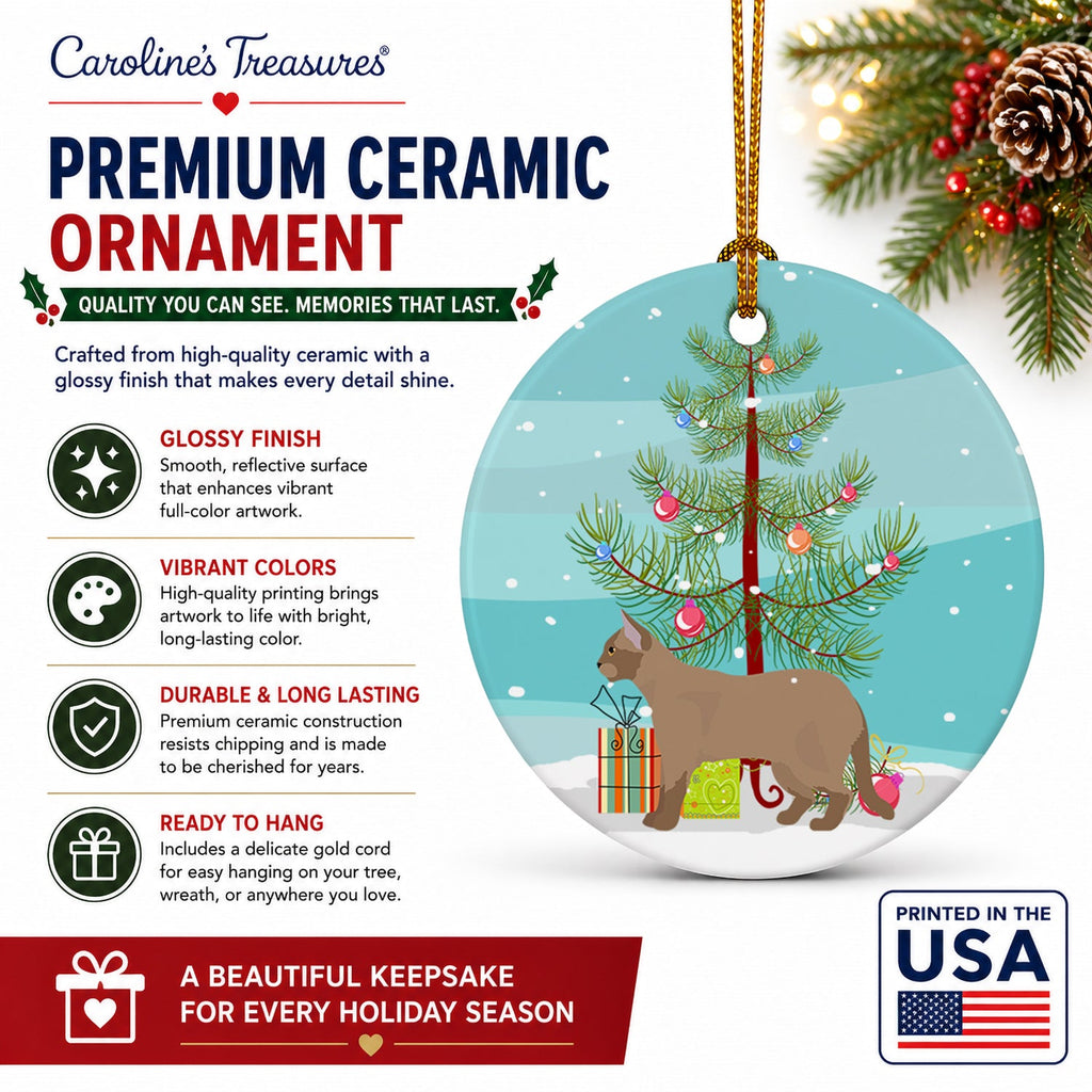 European Burmese Cat Christmas Ceramic Ornament Christmas Tree Hanging Decorations for Home Christmas Holiday, Party, Gift, 3 in, Multicolor