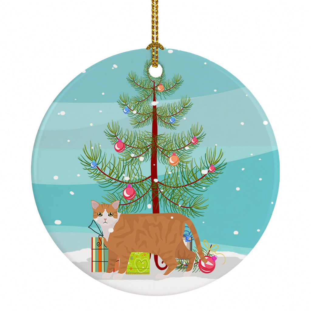 European Shorthair Cat Christmas Ceramic Ornament Christmas Tree Hanging Decorations for Home Christmas Holiday, Party, Gift, 3 in, Multicolor