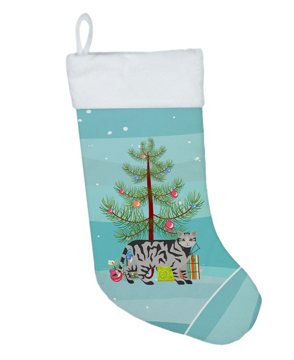 European Shorthair Cat Christmas Holiday Stocking Double-Sided Print, Polyester Suede,11x18, Made in USA