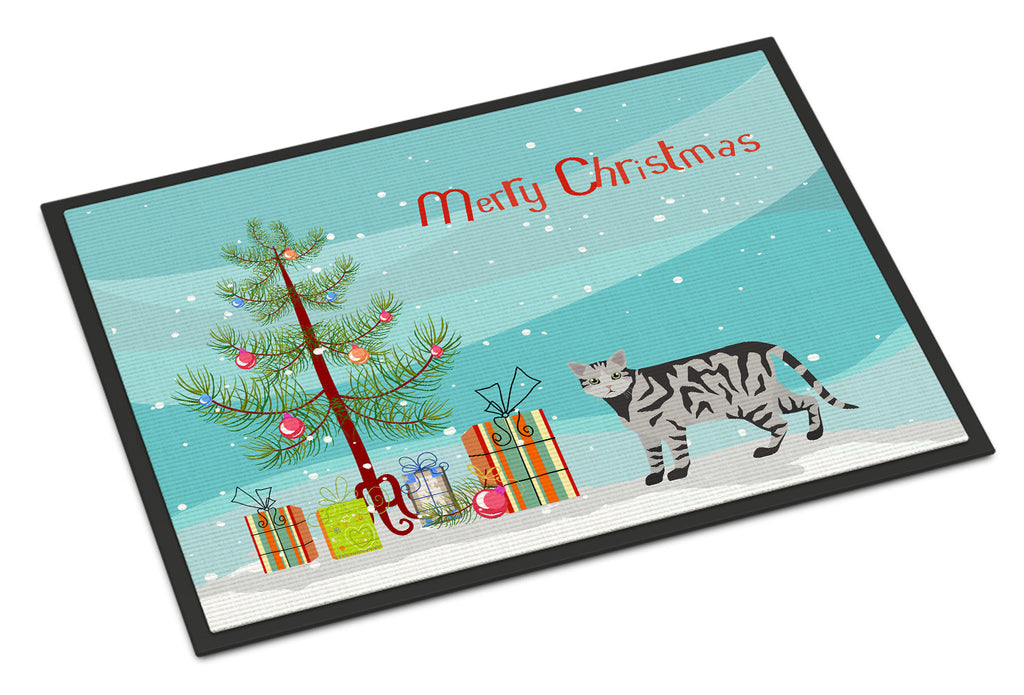 European Shorthair Cat Christmas Doormat Indoor Outdoor 18H X 27W Front Door Mat Rugs for Entryway, Non Slip Washable