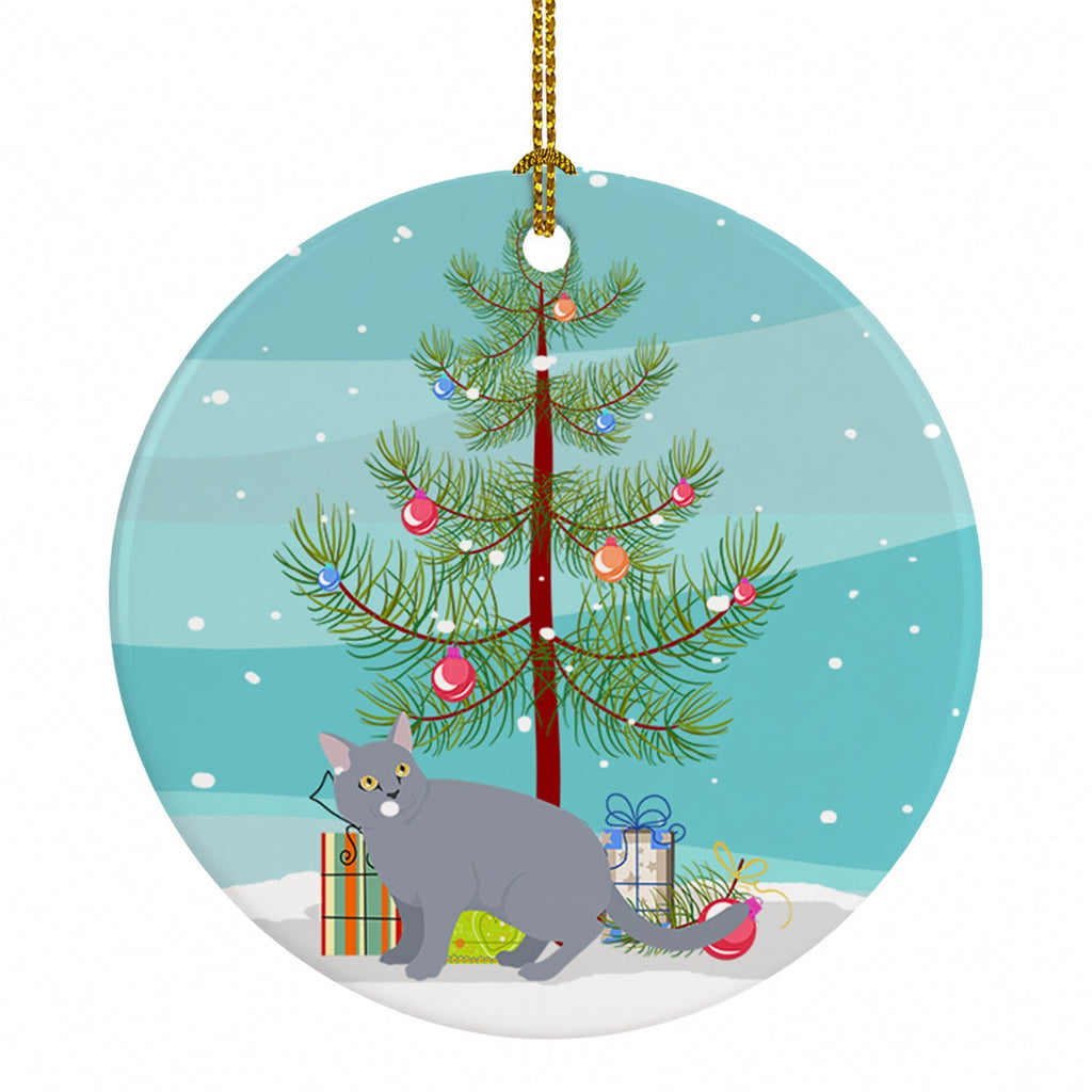 European Shorthair Cat Christmas Ceramic Ornament Christmas Tree Hanging Decorations for Home Christmas Holiday, Party, Gift, 3 in, Multicolor