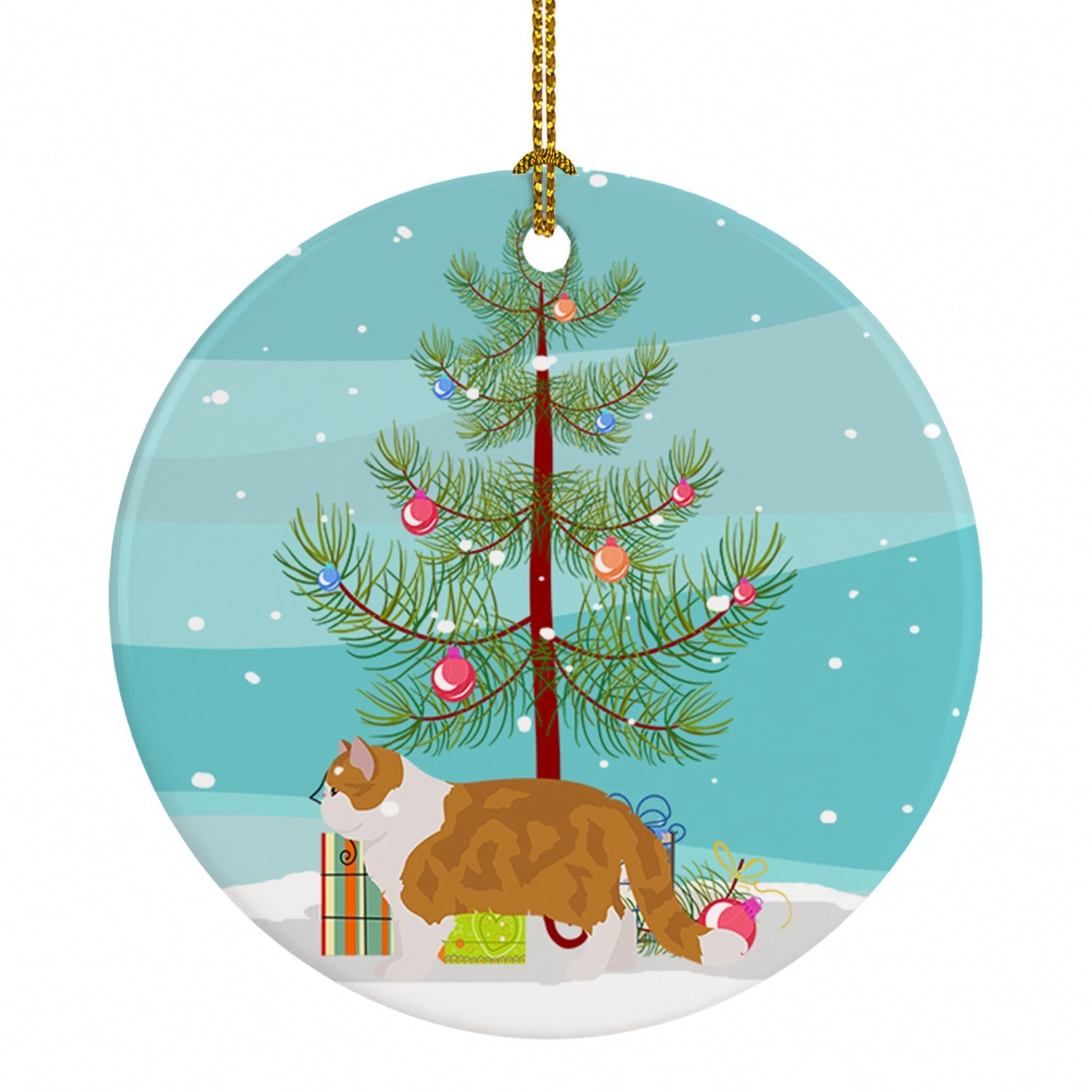 Exotic Shorthair Cat Christmas Ceramic Ornament Christmas Tree Hanging Decorations for Home Christmas Holiday, Party, Gift, 3 in, Multicolor