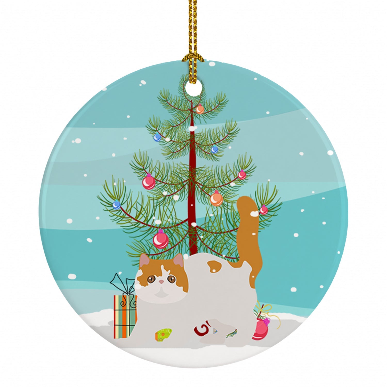 Exotic Shorthair Cat Christmas Ceramic Ornament Christmas Tree Hanging Decorations for Home Christmas Holiday, Party, Gift, 3 in, Multicolor