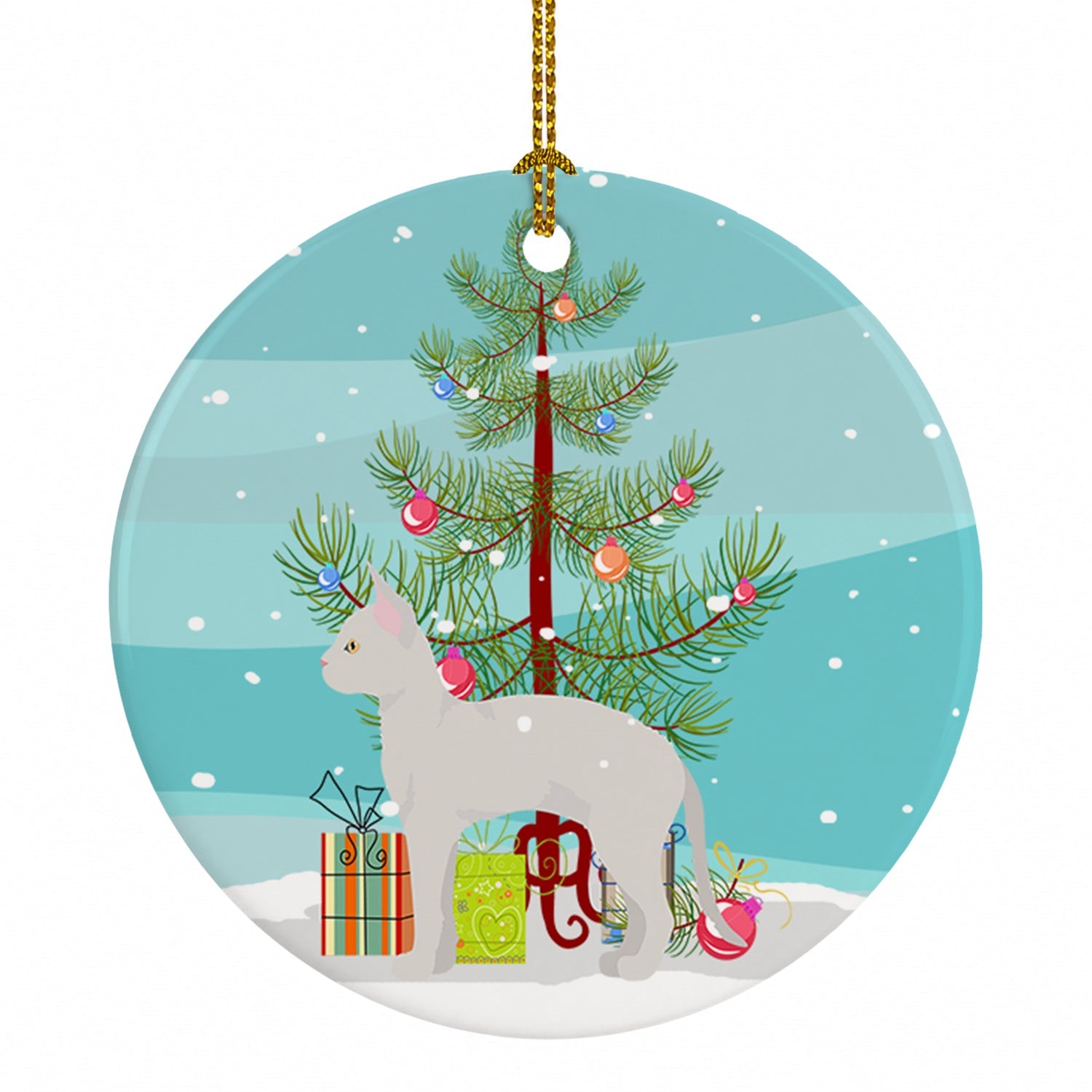 German Rex Cat Christmas Ceramic Ornament Christmas Tree Hanging Decorations for Home Christmas Holiday, Party, Gift, 3 in, Multicolor