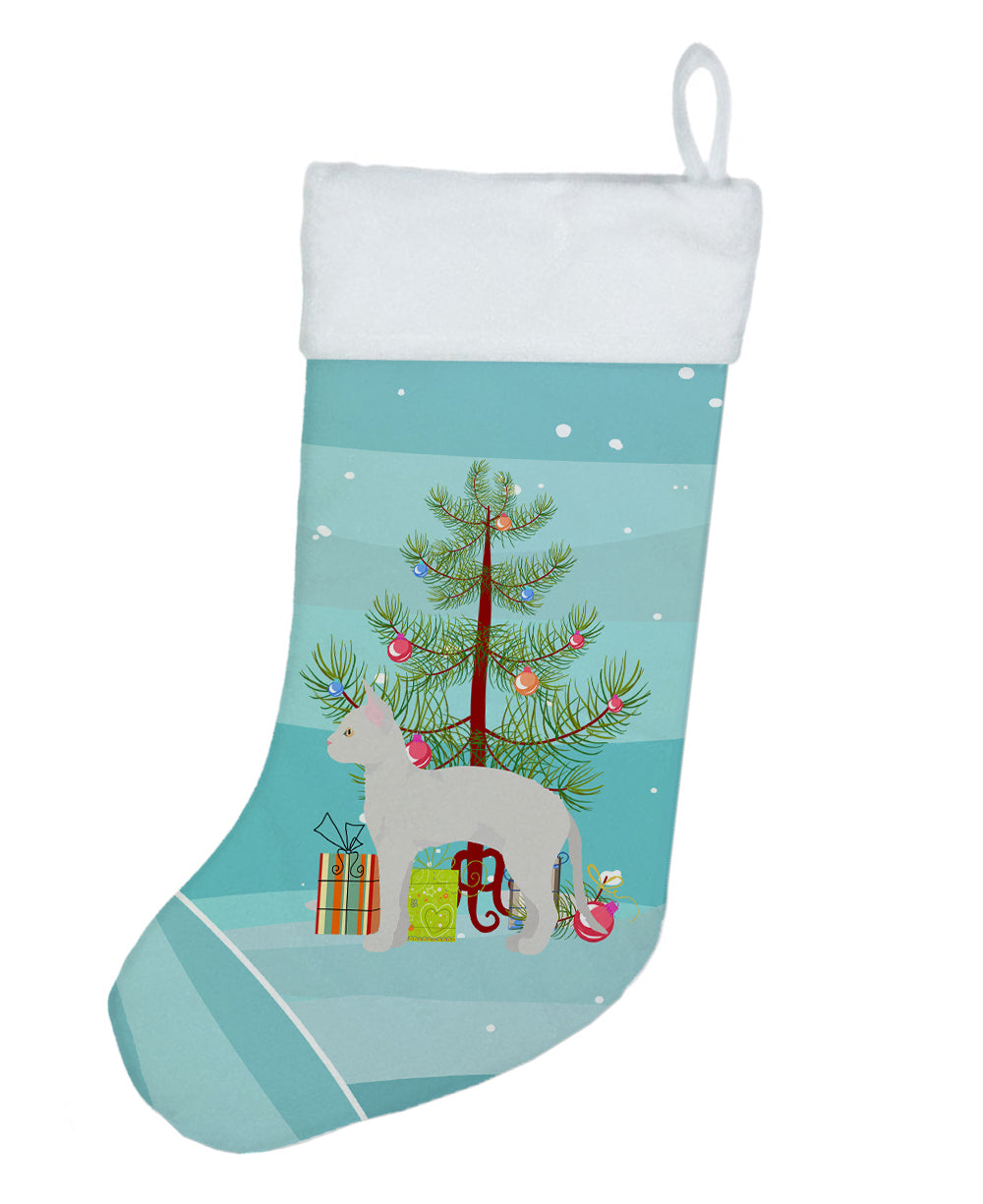 German Rex Cat Christmas Holiday Stocking Double-Sided Print, Polyester Suede,11x18, Made in USA