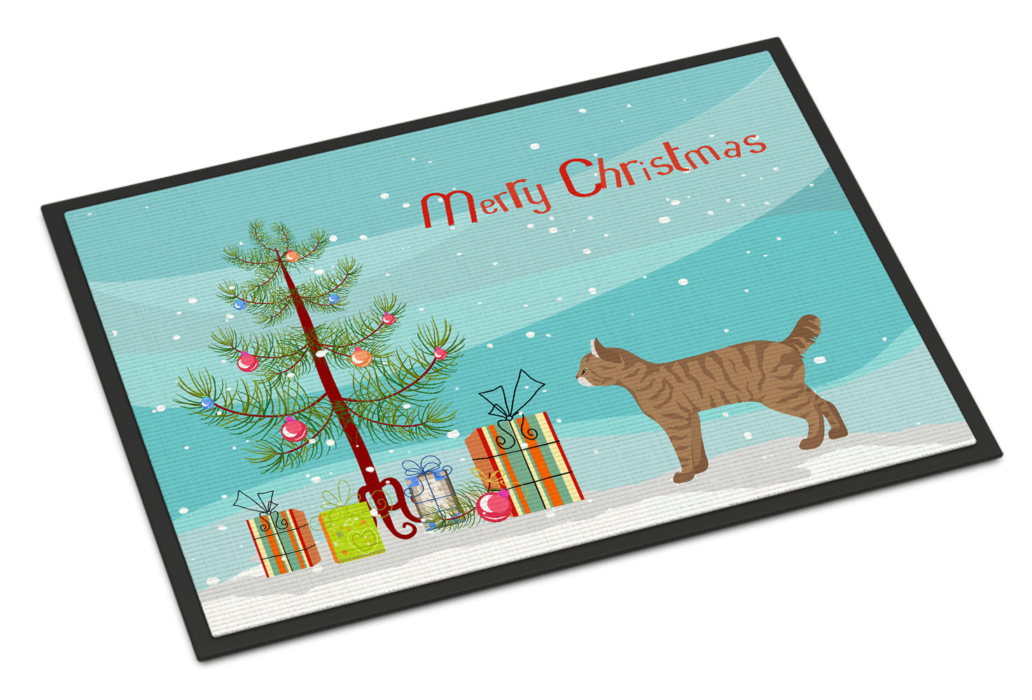 Highlander Lynx Cat Christmas Doormat Indoor Outdoor 24H X 36W Front Door Mat Rugs for Entryway, Non Slip Washable Low Pile,