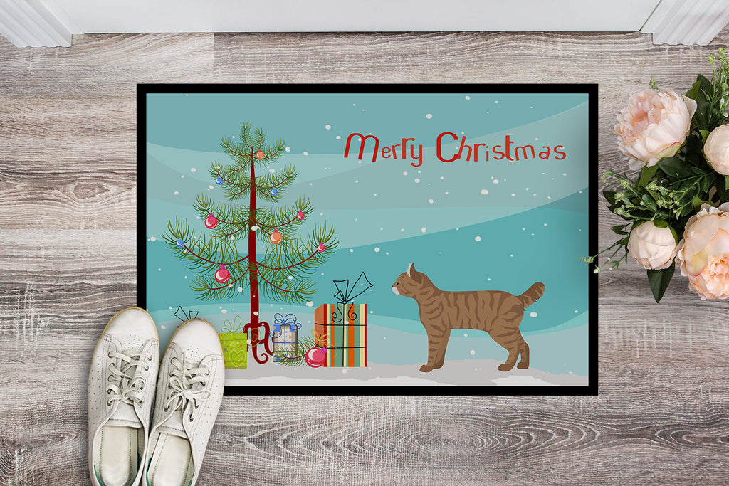 Highlander Lynx Cat Christmas Doormat Indoor Outdoor 18H X 27W Front Door Mat Rugs for Entryway, Non Slip Washable