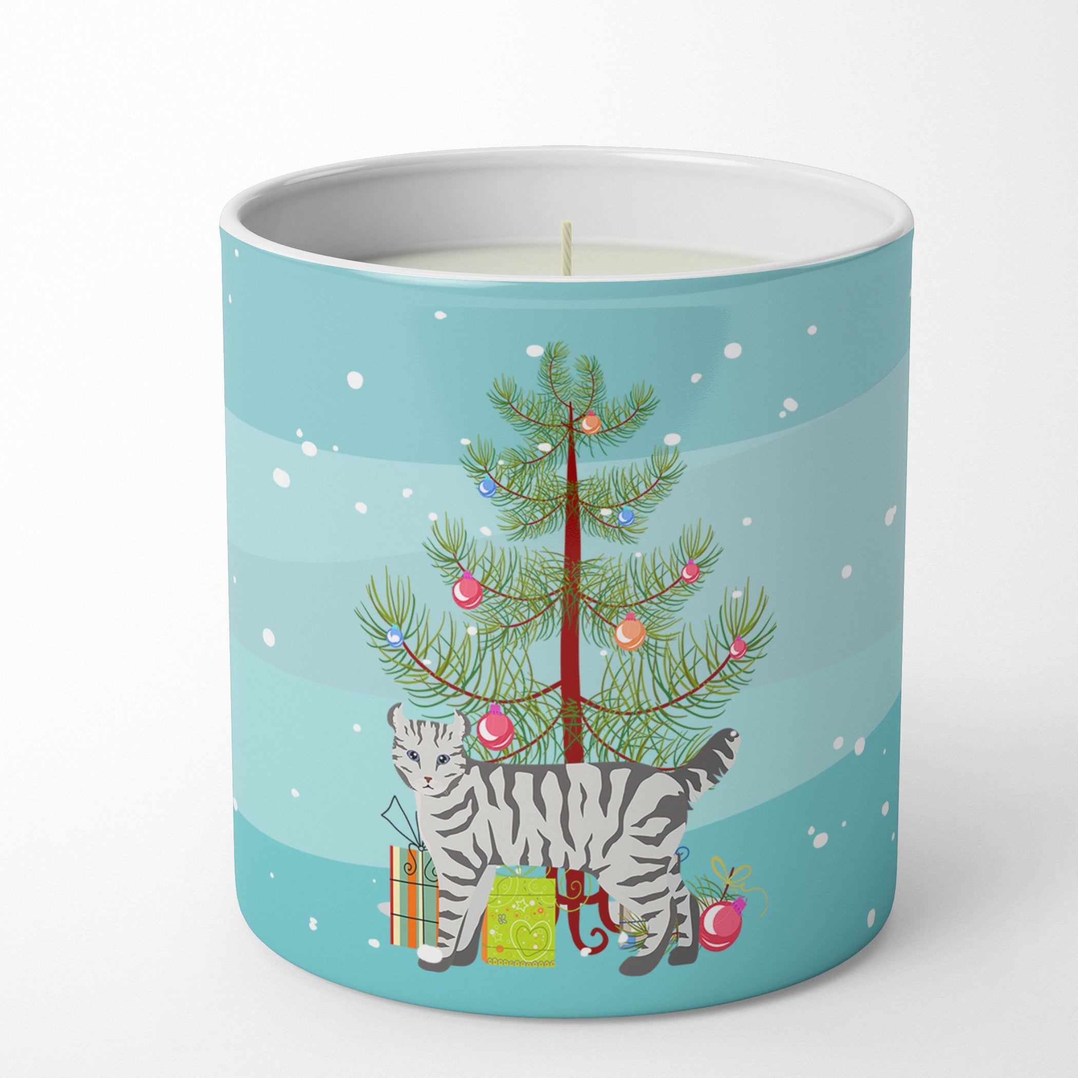 Highlander Lynx Cat Christmas Decorative Soy Candle Nature Soy Wax Essential Oil Home Decor Ideal for Bedroom Kitchen Bath Office Gift, 10 oz