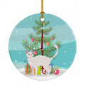 Khao Manee Cat Christmas Ceramic Ornament Christmas Tree Hanging Decorations for Home Christmas Holiday, Party, Gift, 3 in, Multicolor