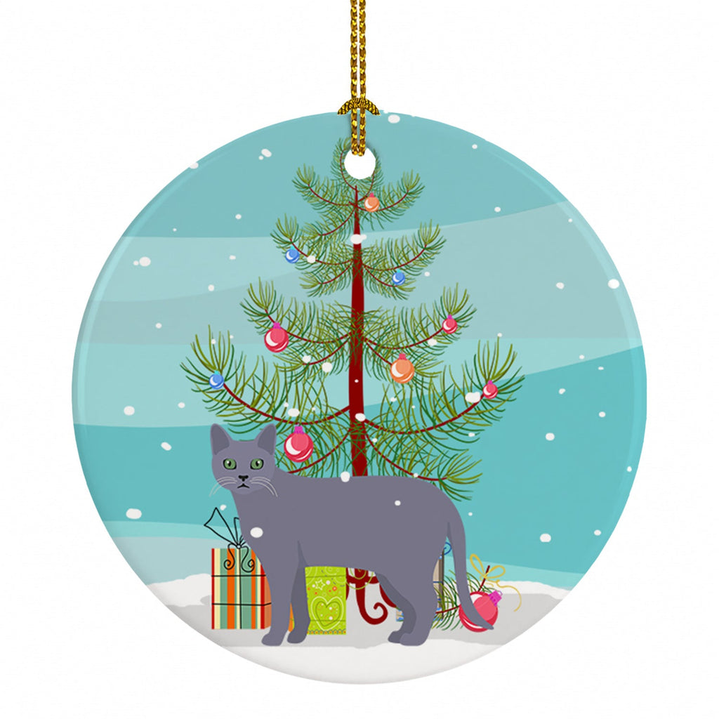 Korat Cat Christmas Ceramic Ornament Christmas Tree Hanging Decorations for Home Christmas Holiday, Party, Gift, 3 in, Multicolor
