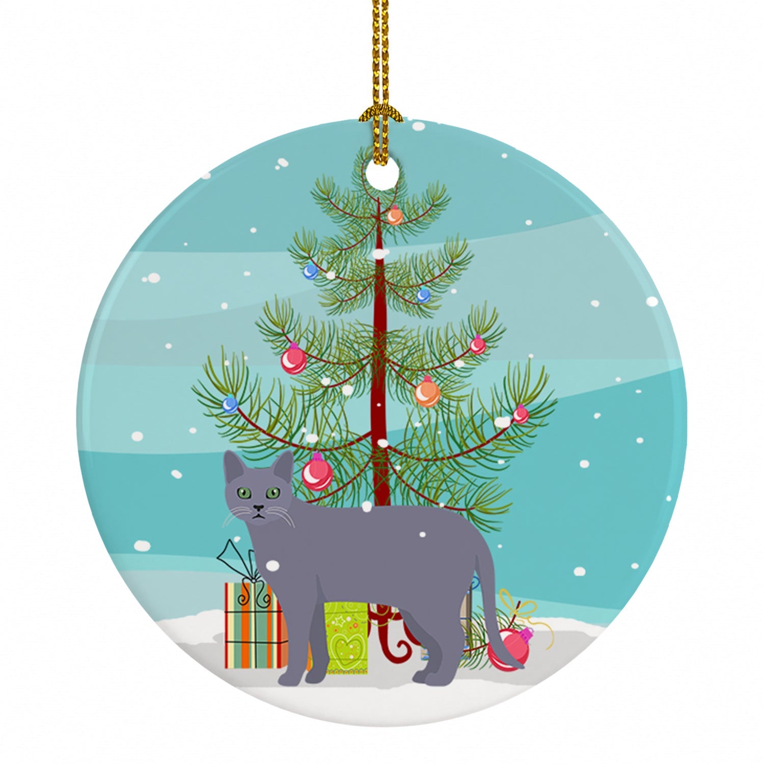 Korat Cat Christmas Ceramic Ornament Christmas Tree Hanging Decorations for Home Christmas Holiday, Party, Gift, 3 in, Multicolor
