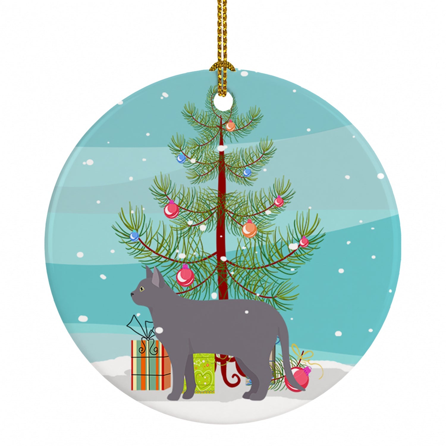 Korat Cat Christmas Ceramic Ornament Christmas Tree Hanging Decorations for Home Christmas Holiday, Party, Gift, 3 in, Multicolor