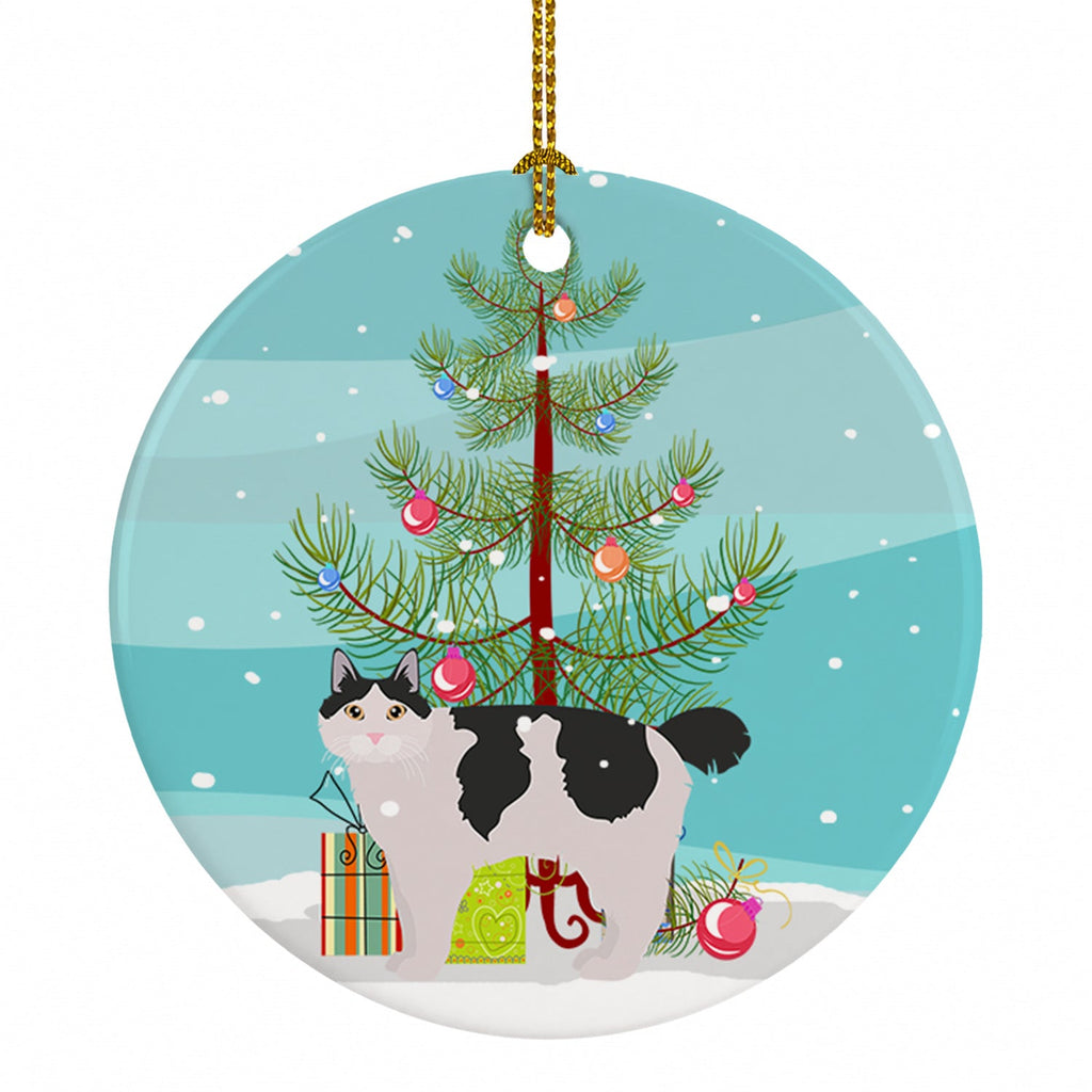 Kurilian Bobtail Cat Christmas Ceramic Ornament Christmas Tree Hanging Decorations for Home Christmas Holiday, Party, Gift, 3 in, Multicolor