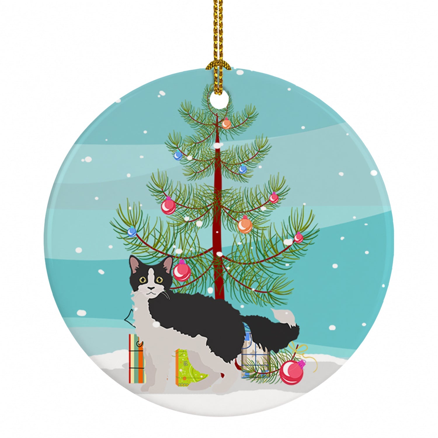 La Perm Cat Christmas Ceramic Ornament Christmas Tree Hanging Decorations for Home Christmas Holiday, Party, Gift, 3 in, Multicolor