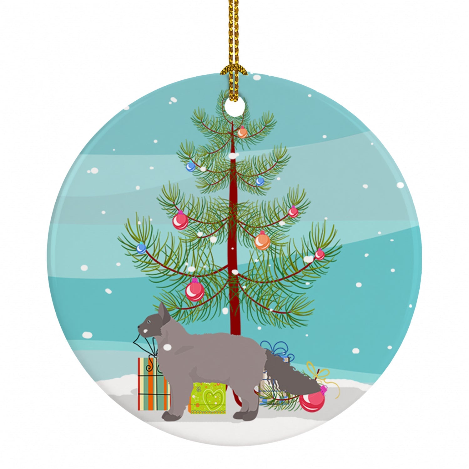 La Perm Cat Merry Christmas Ceramic Ornament Christmas Tree Hanging Decorations for Home Christmas Holiday, Party, Gift, 3 in, Multicolor