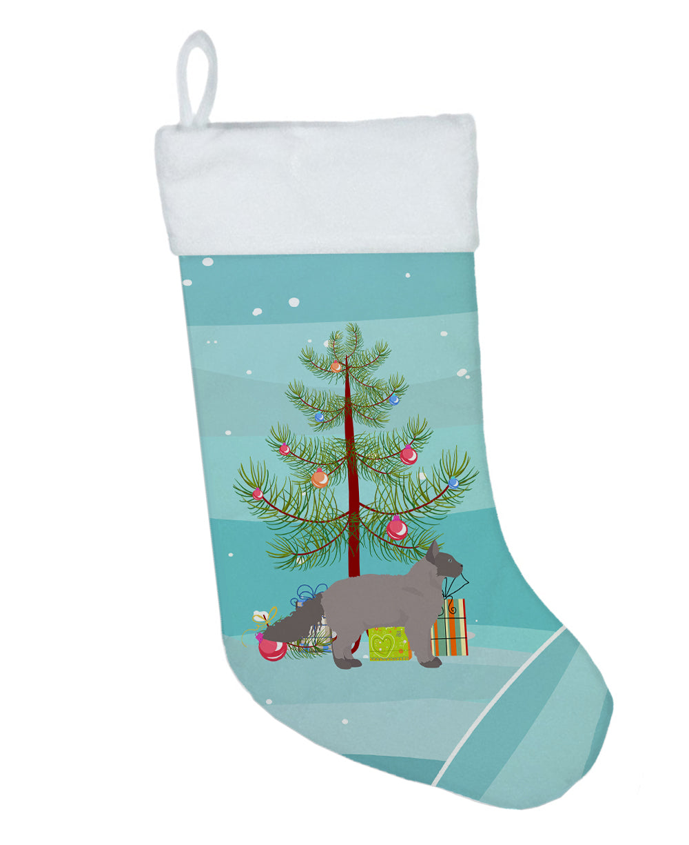 La Perm Cat Merry Christmas Holiday Stocking Double-Sided Print, Polyester Suede,11x18, Made in USA