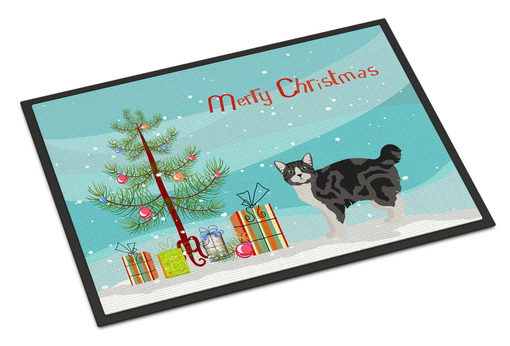 Manx Cat Christmas Doormat Indoor Outdoor 18H X 27W Front Door Mat Rugs for Entryway, Non Slip Washable