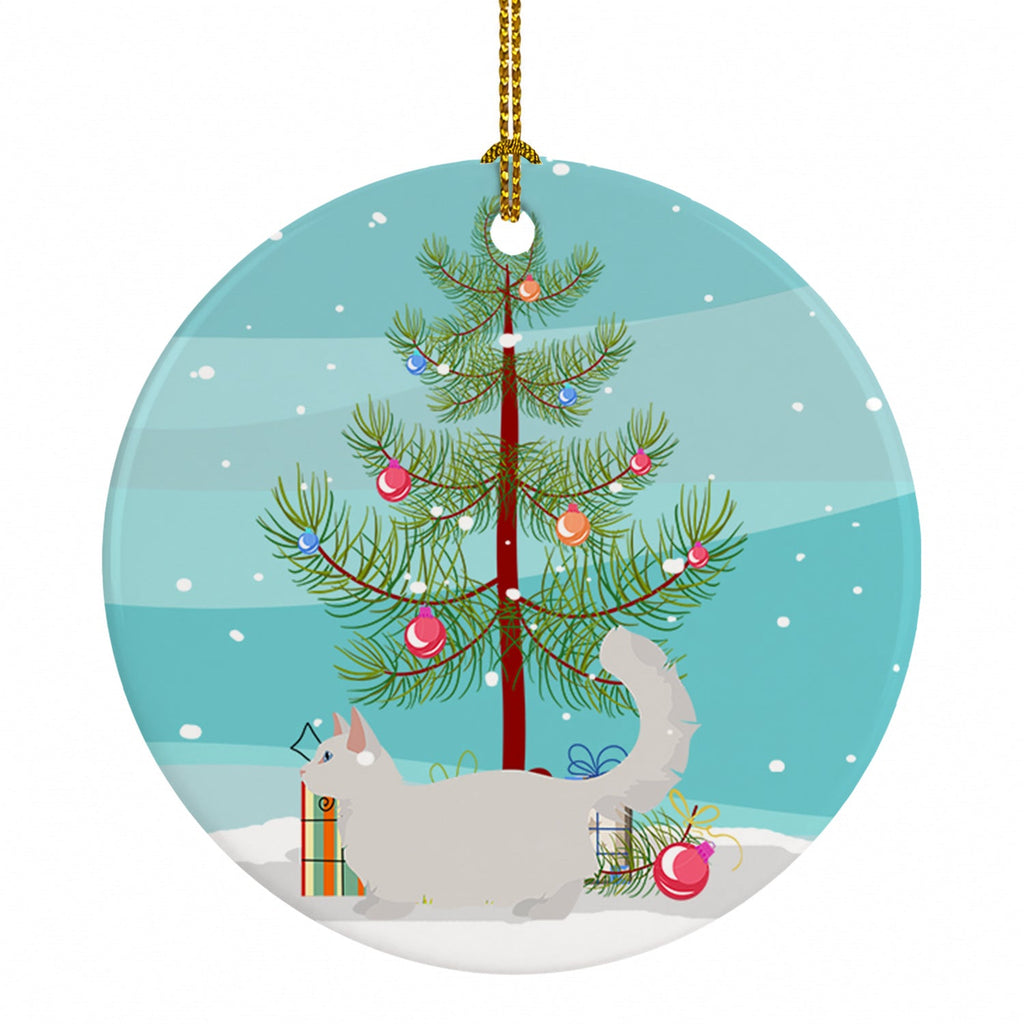 Munchkin Cat Christmas Ceramic Ornament Christmas Tree Hanging Decorations for Home Christmas Holiday, Party, Gift, 3 in, Multicolor