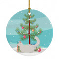 Munchkin Cat Christmas Ceramic Ornament Christmas Tree Hanging Decorations for Home Christmas Holiday, Party, Gift, 3 in, Multicolor