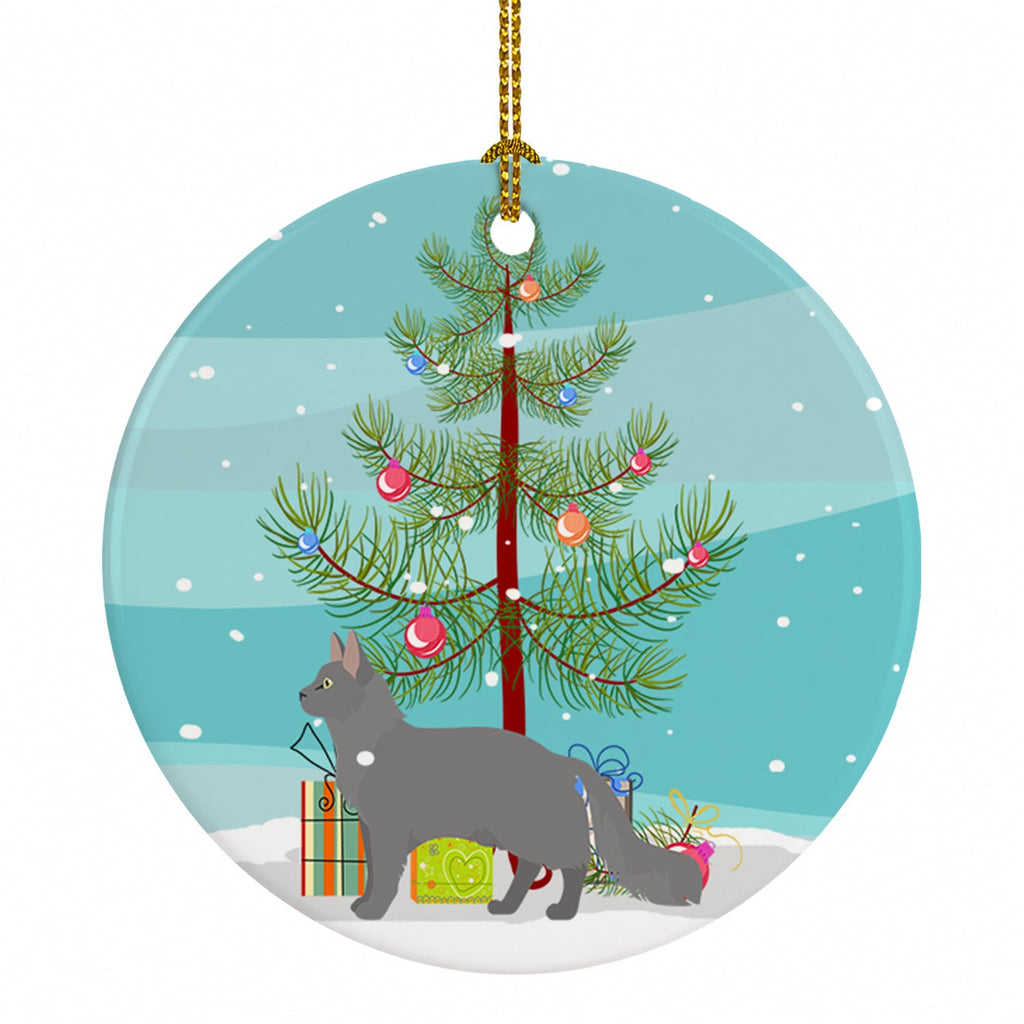 Nebelung Cat Christmas Ceramic Ornament Christmas Tree Hanging Decorations for Home Christmas Holiday, Party, Gift, 3 in, Multicolor