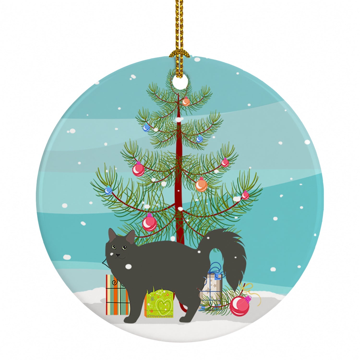 Nebelung Cat Christmas Ceramic Ornament Christmas Tree Hanging Decorations for Home Christmas Holiday, Party, Gift, 3 in, Multicolor
