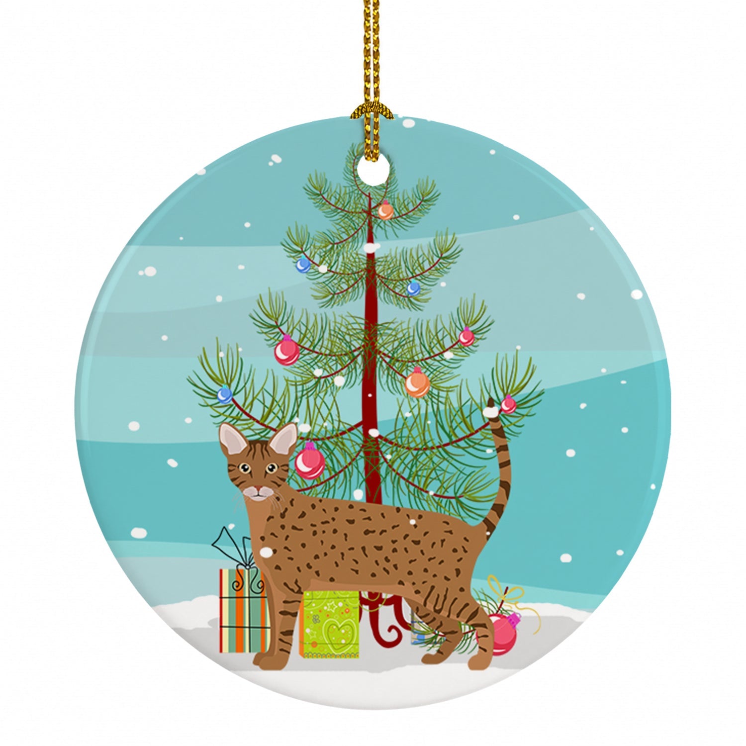 Ocicat Cat Christmas Ceramic Ornament Christmas Tree Hanging Decorations for Home Christmas Holiday, Party, Gift, 3 in, Multicolor