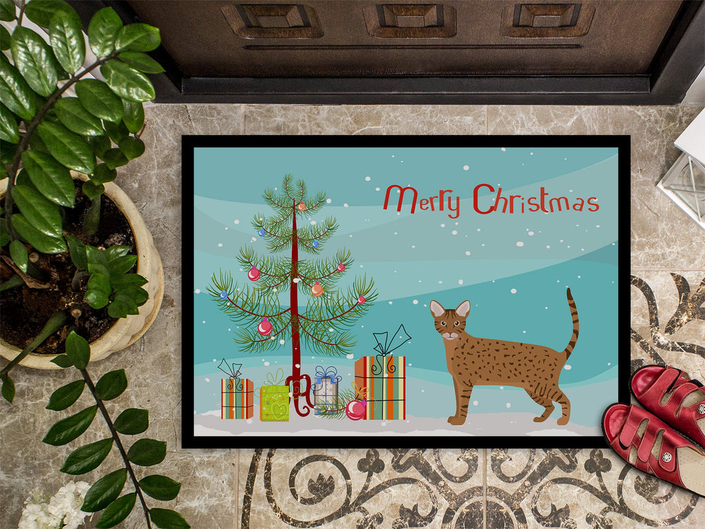 Ocicat Cat Christmas Doormat Indoor Outdoor 24H X 36W Front Door Mat Rugs for Entryway, Non Slip Washable Low Pile,