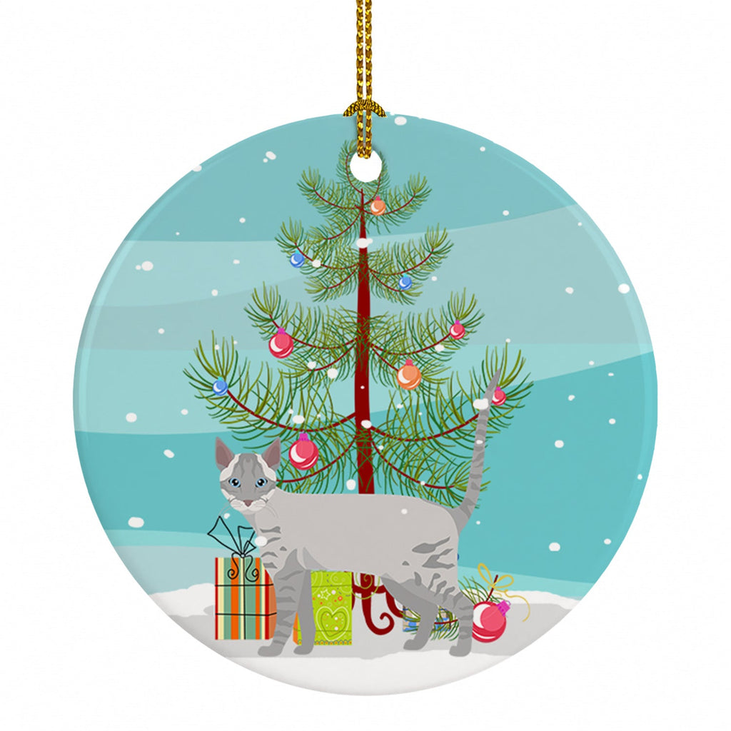 Ojos Azules Cat Christmas Ceramic Ornament Christmas Tree Hanging Decorations for Home Christmas Holiday, Party, Gift, 3 in, Multicolor